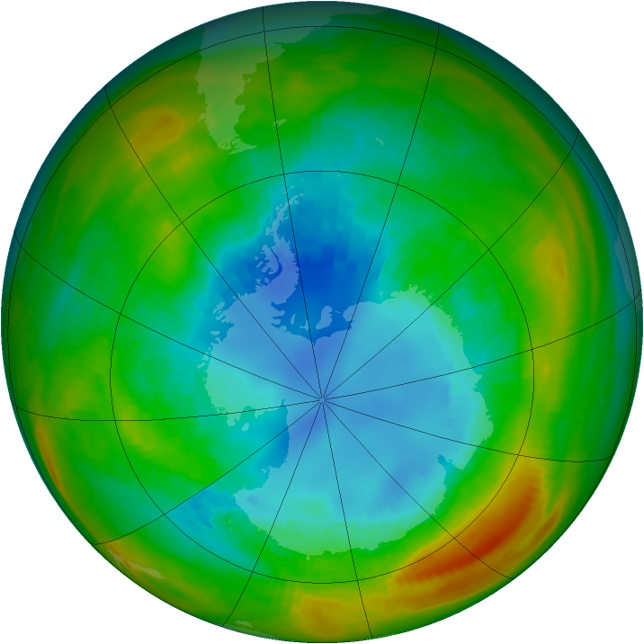 Antarctic ozone map for 25 August 1983